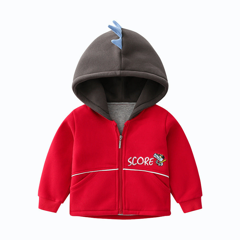 Fashionable Kids Warm Thick Hooded Jacket Red