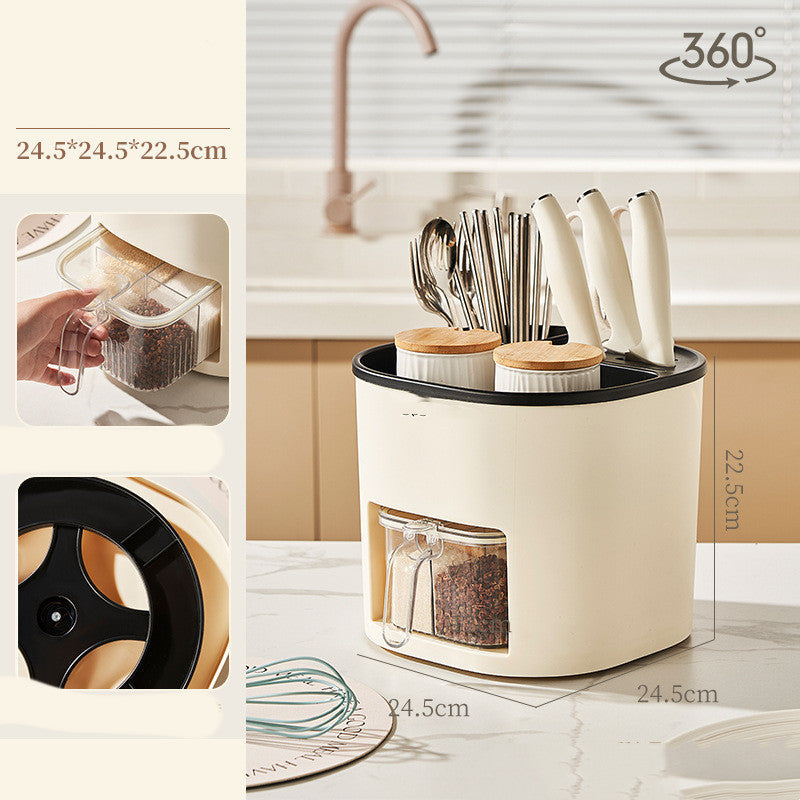 Kitchen Storage Multifunctional Large-capacity Chopstick Spoon Storage Holder Cutlery Knife Fork Kitchen Tools Rotation Storage Bucket Set