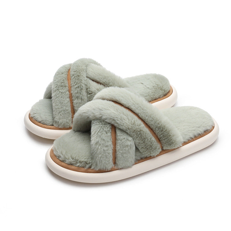 Women's Poop Resistant Dirt Resistant Non Slip Cotton Slippers 6884 Water Green