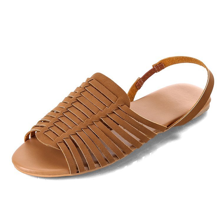 Flat Herringbone Cutout Sandals Brown