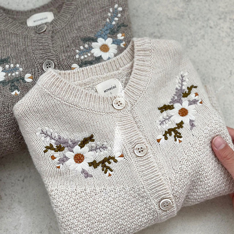 Fashionable Flower Sweater Coat For Babies And Children